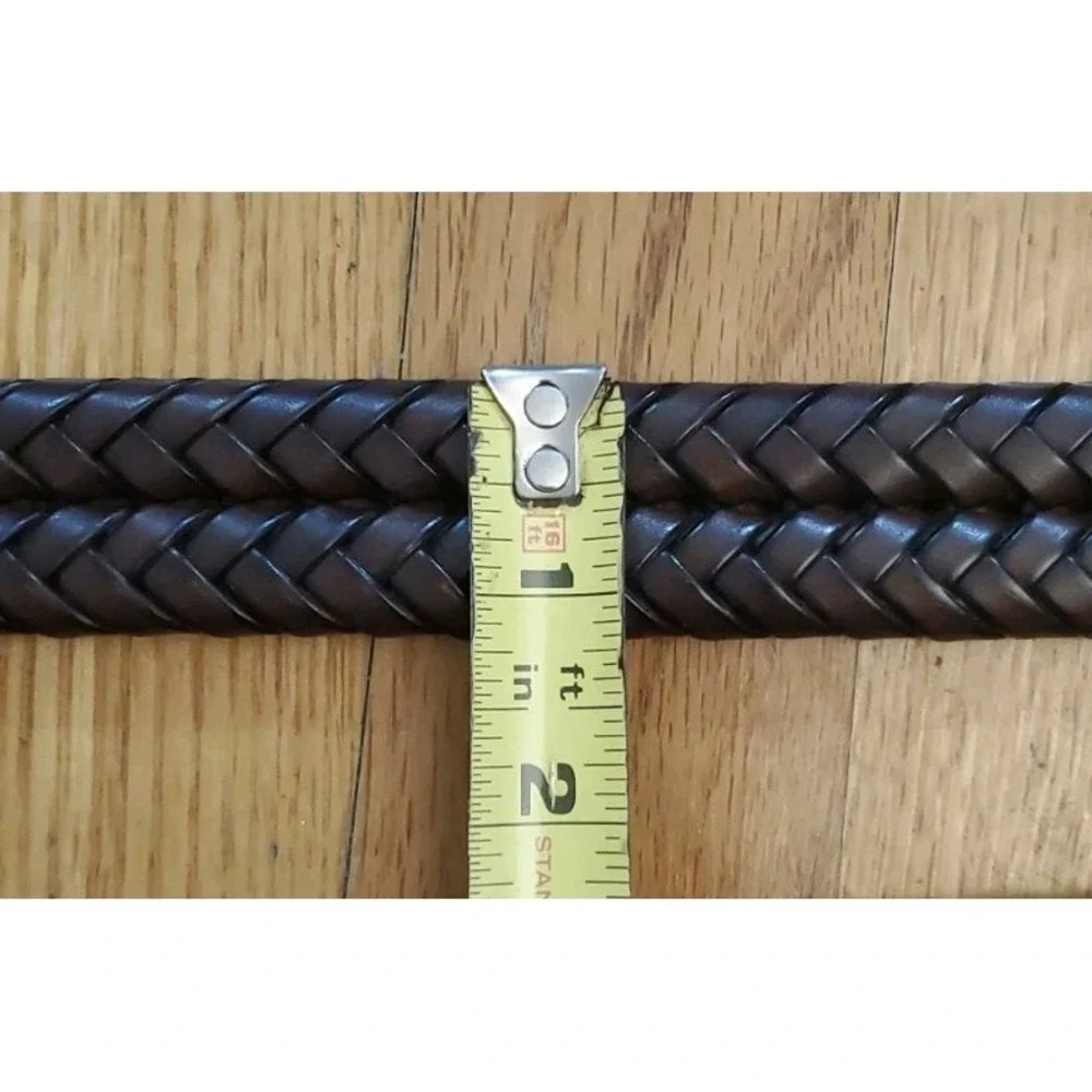 Lot Of 2 FOSSIL Mens Braided Brown & Black Leather Belts 34 Distressed